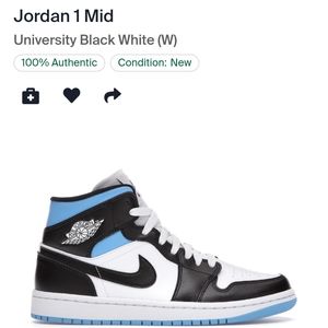 Jordan 1 mid university black white